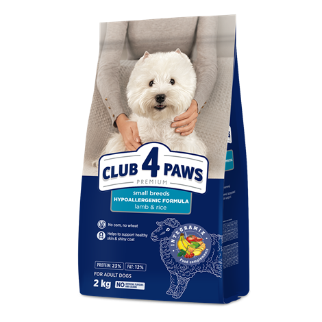 CLUB 4 PAWS PREMIUM "TALLELIHA JA RIIS" TÄISKASVANUD KOERTELE VÄIKESEMATELE TÕUGUDELE. TÄISSÖÖT LEMMIKLOOMATOIT