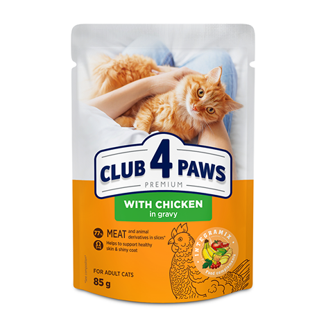 CLUB 4 PAWS PREMIUM "KANALIHA KASTMES". TÄISSÖÖT KONSERVTOIT TÄISKASVANUD KASSIDELE