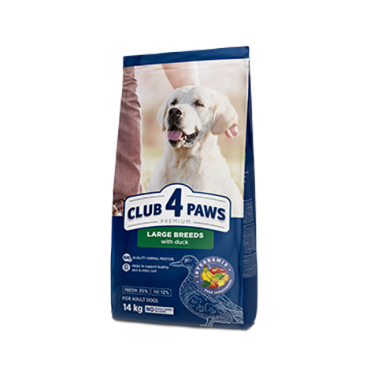 CLUB 4 PAWS PREMIUM FOR LARGE BREEDS «WITH DUCK». СOMPLETE DRY PET FOOD FOR DOGS