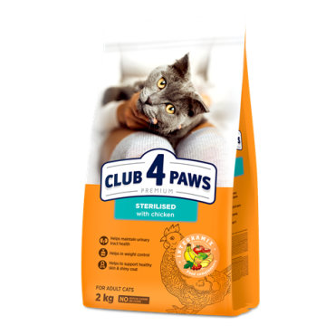 CLUB 4 PAWS PREMIUM "STERILISEERITUD". TÄISSÖÖT LEMMIKLOOMATOIT TÄISKASVANUD STERILISEERITUD KASSIDELE