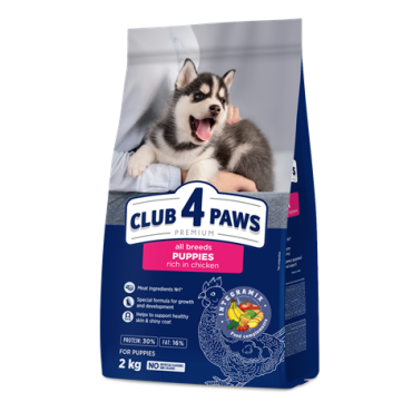 CLUB 4 PAWS PREMIUM KUTSIKATELE KÕIKIDELE TÕUGUDELE "KÕRGE KANALIHA SISALDUSEGA". TÄISSÖÖT LEMMIKLOOMATOIT