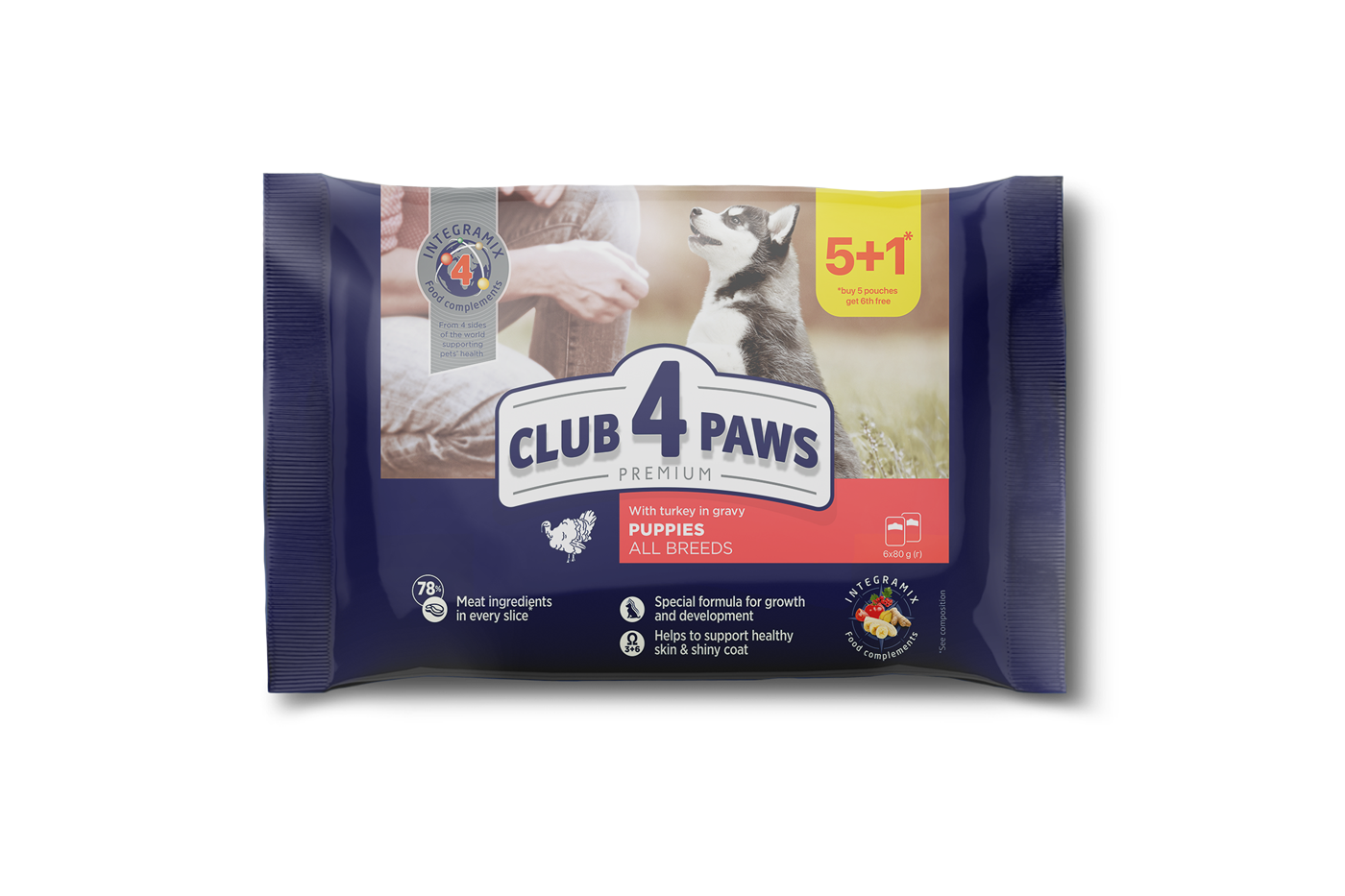 CLUB 4 PAWS PREMIUM KUTSIKATELE "KALKUNIGA KASTMES". KONSERV TÄISSÖÖT LEMMIKLOOMATOIT