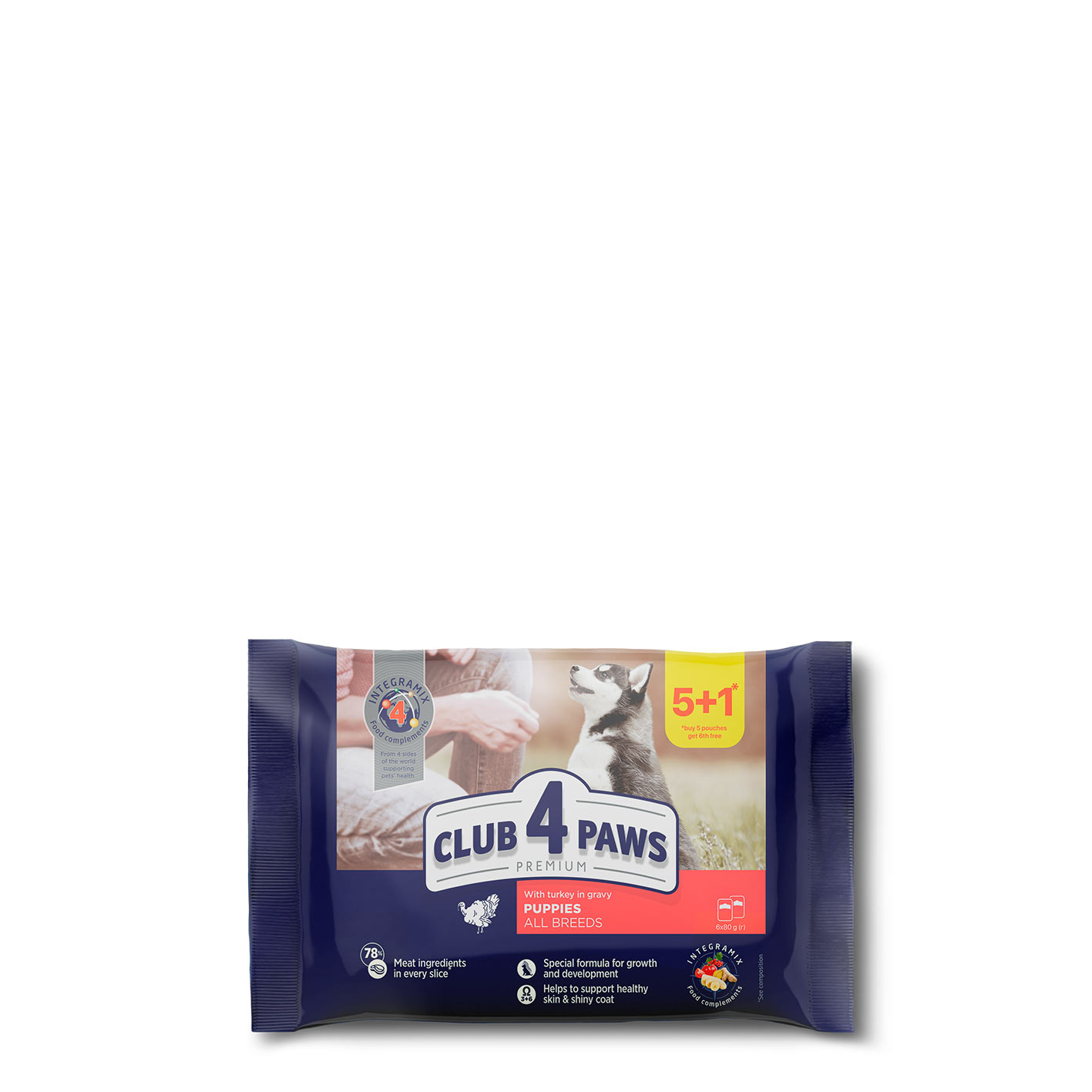 CLUB 4 PAWS PREMIUM KUTSIKATELE "KALKUNIGA KASTMES". KONSERV TÄISSÖÖT LEMMIKLOOMATOIT